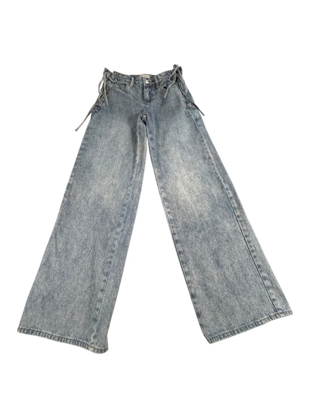 PacSun Casey Low Rise Baggy Jeans Womens 24 Light Wash Denim Side Lace Up Y2K